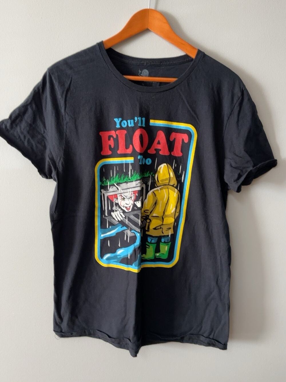 IT Pennywise You’ll Float Too T Shirt Mens L Black Georgie Horror Halloween Tee